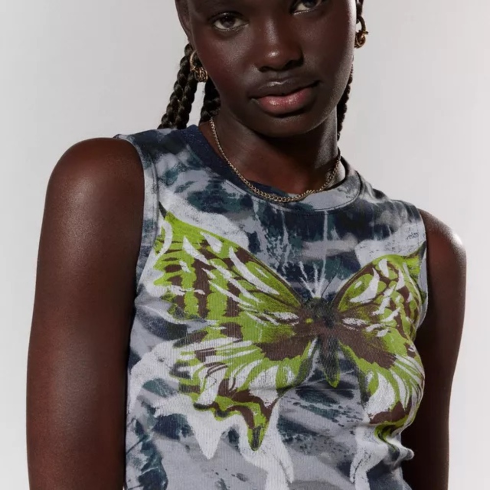 UO Silence + Noise Butterfly Cropped Tank Tie Dye Back Cut Out Tank Size XL - Picture 3 of 3